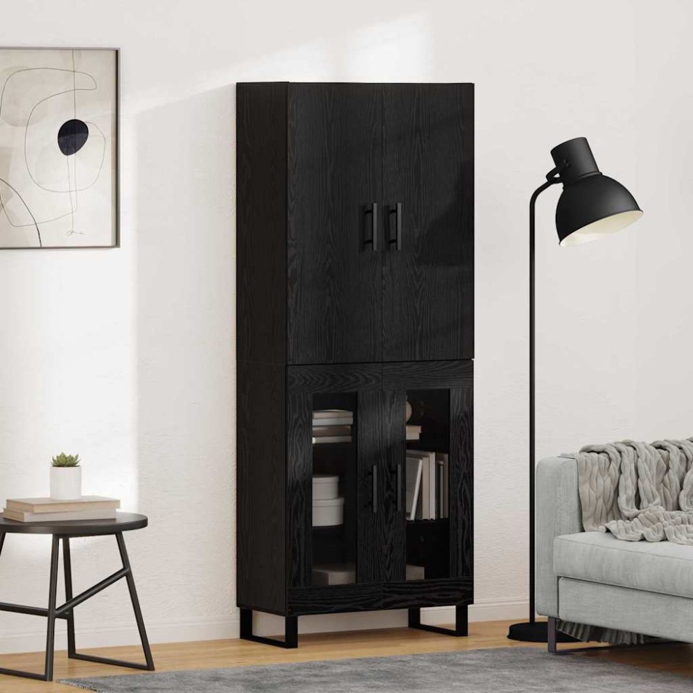 vidaXL Highboard 2 τμχ. Μαύρη Οξυά 69,5 x 34 x 180 εκ.
