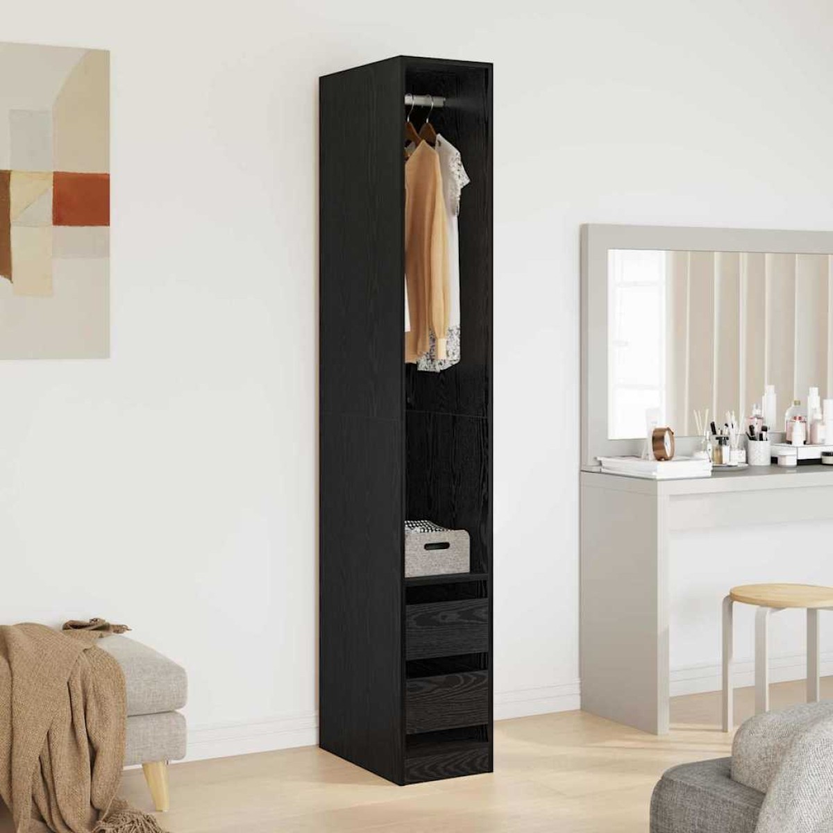 vidaXL Ντουλάπι Μαύρη Οξυά 50 x 30 x 200 εκ Επεξεργασμένο Ξύλο