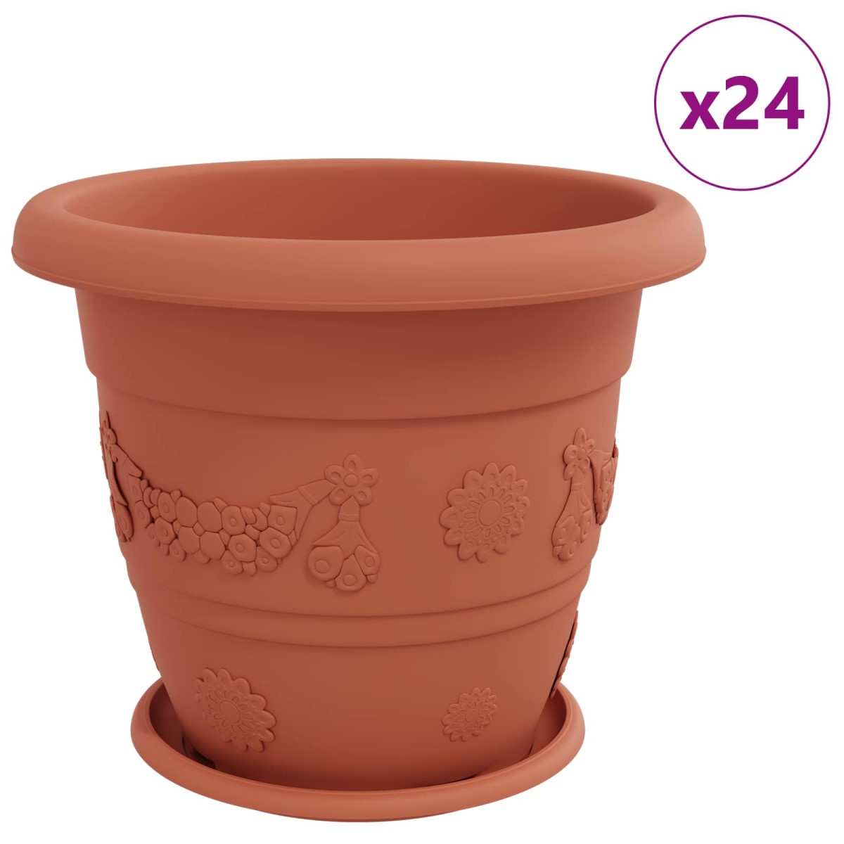 vidaXL Γλάστρες φυτών 24 τμχ. Κεραμιδί Ø 39 x 32 εκ Πλαστικό