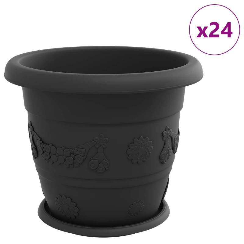 vidaXL Γλάστρες φυτών 24 τμχ. Μαύρο Ø 34 x 28 εκ Πλαστικό