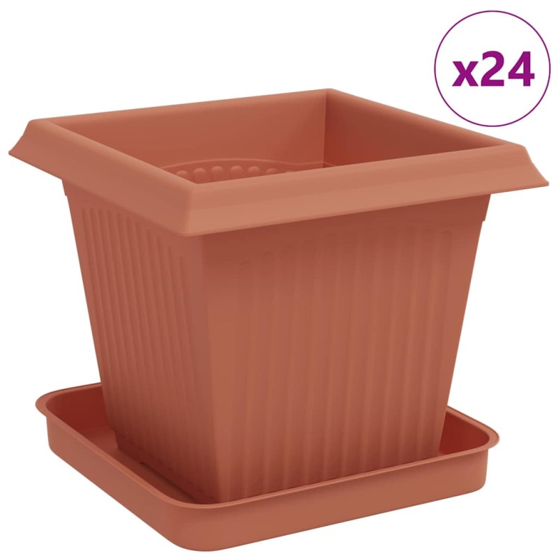 vidaXL Γλάστρες φυτών 24 τμχ. Κεραμιδί Πλαστικό