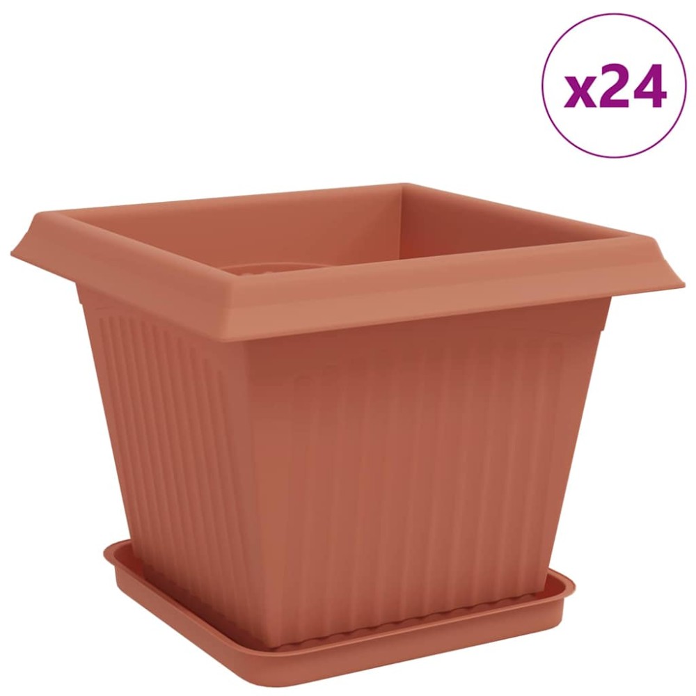 vidaXL Γλάστρες φυτών 24 τμχ. Κεραμιδί Πλαστικό