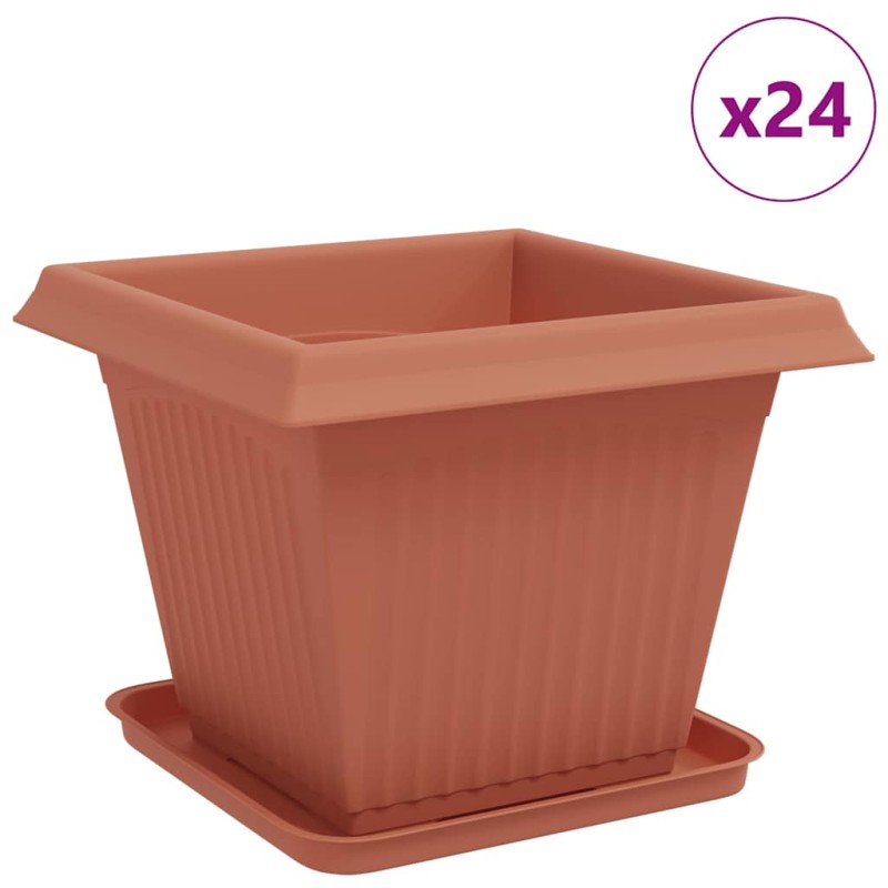 vidaXL Γλάστρες φυτών 24 τμχ. Κεραμιδί Πλαστικό