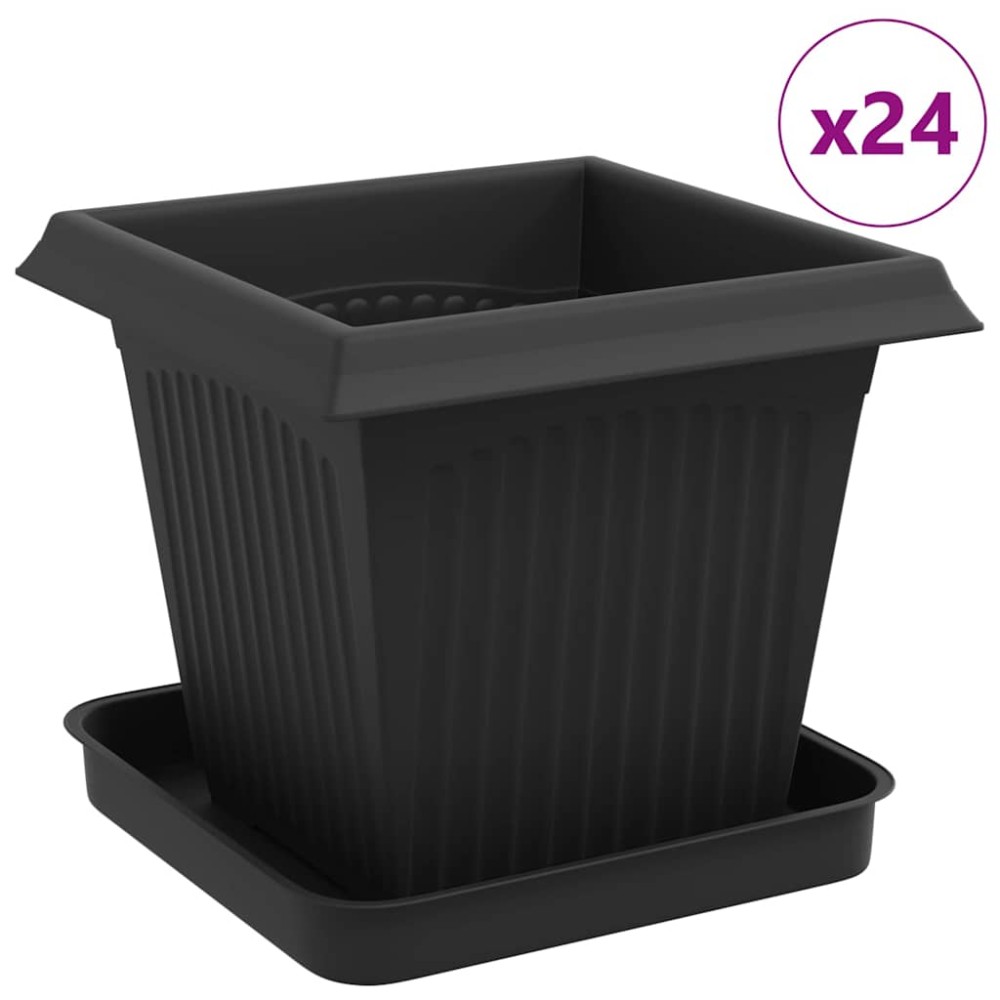 vidaXL Γλάστρες φυτών 24 τμχ. Μαύρο Πλαστικό