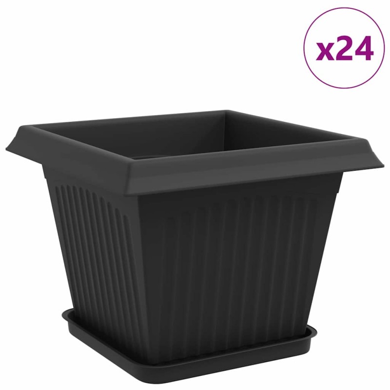 vidaXL Γλάστρες φυτών 24 τμχ. Μαύρο Πλαστικό
