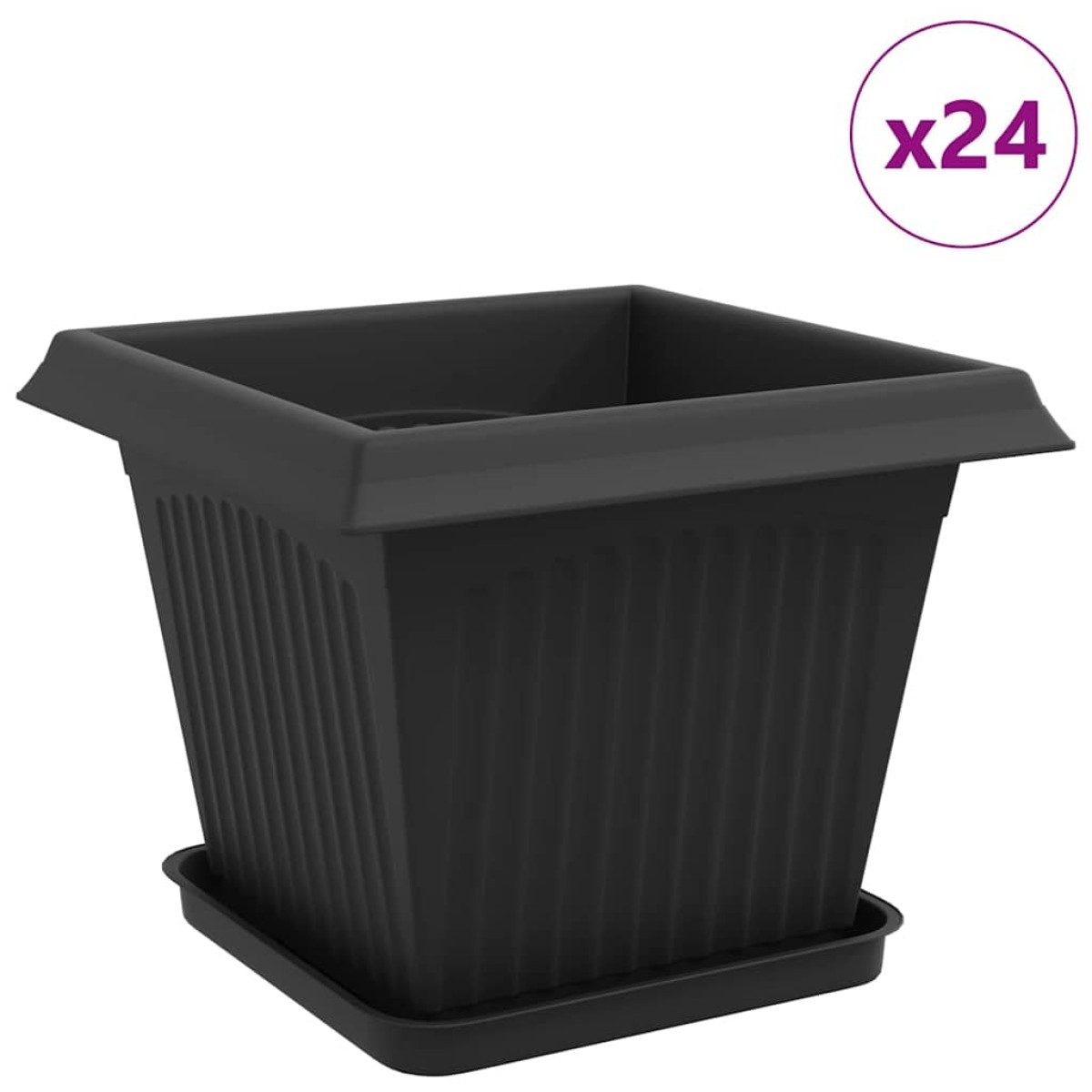 vidaXL Γλάστρες φυτών 24 τμχ. Μαύρο Πλαστικό