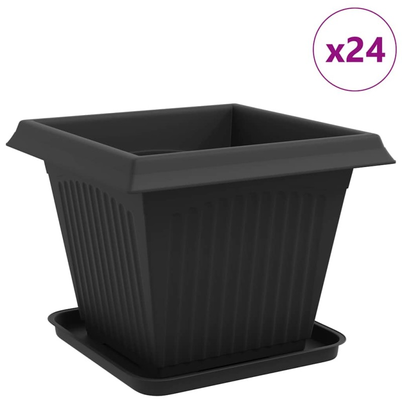 vidaXL Γλάστρες φυτών 24 τμχ. Μαύρο Πλαστικό