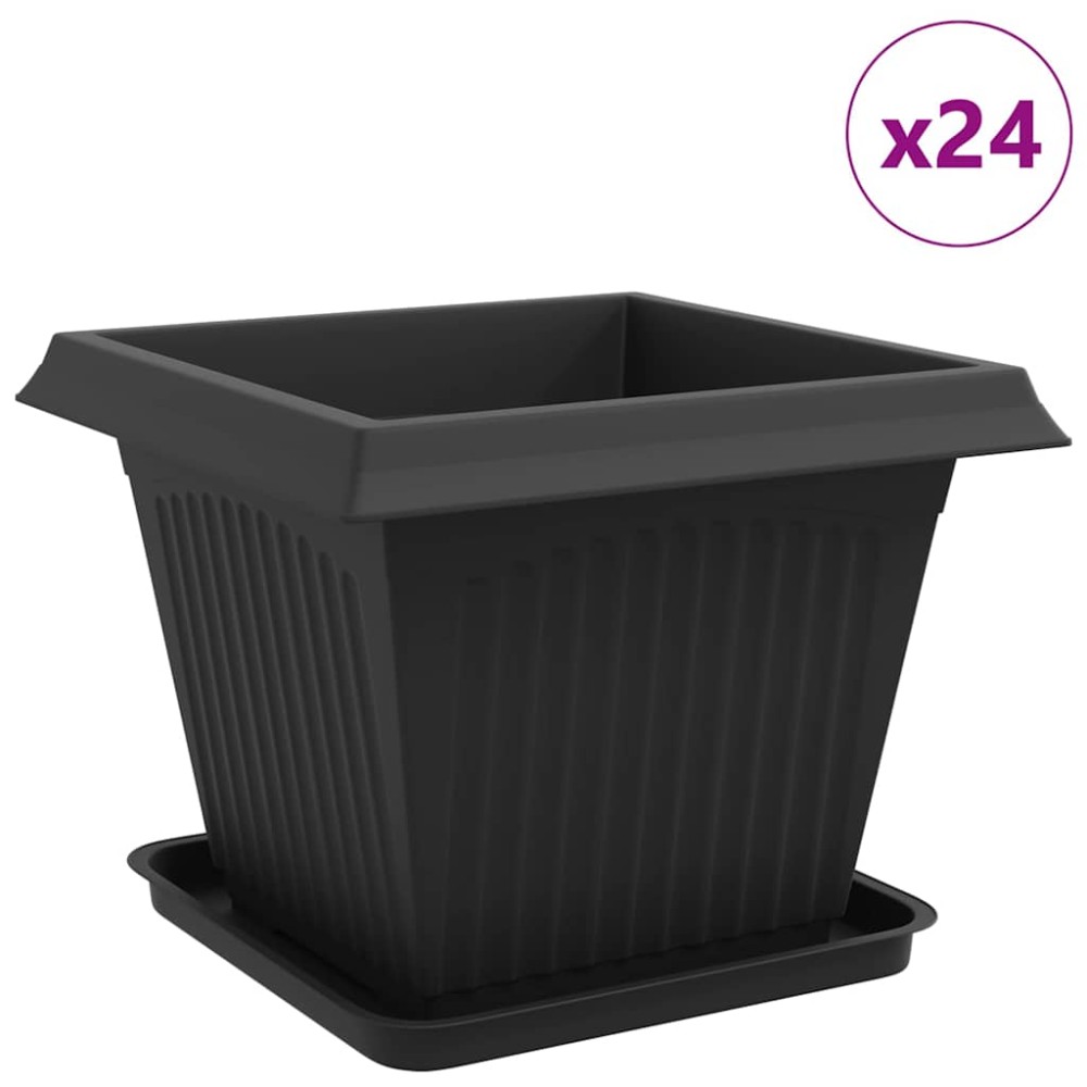 vidaXL Γλάστρες φυτών 24 τμχ. Μαύρο Πλαστικό