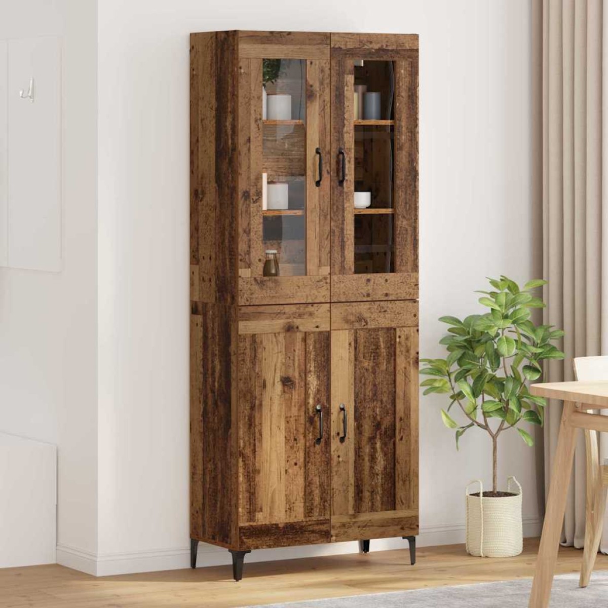 vidaXL Highboard Παλιό Ξύλο 69,5 x 34 x 180 εκ. Επεξεργασμένο Ξύλο