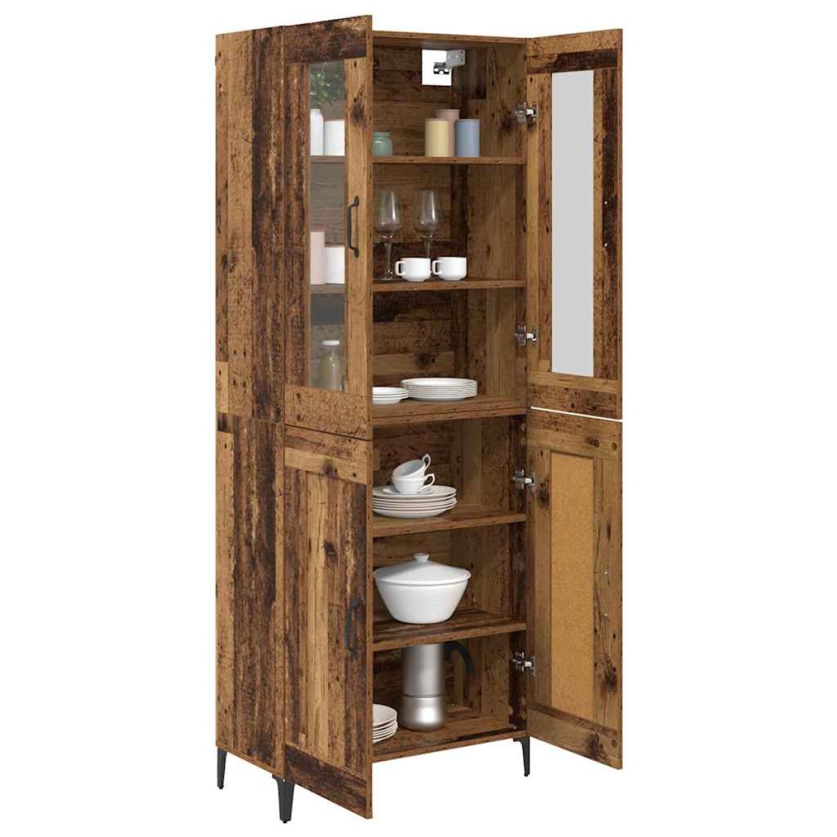 vidaXL Highboard Παλιό Ξύλο 69,5 x 34 x 180 εκ. Επεξεργασμένο Ξύλο