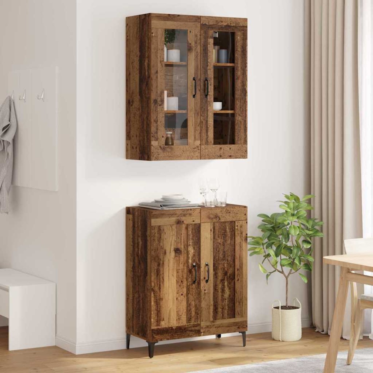 vidaXL Highboard Παλιό Ξύλο 69,5 x 34 x 180 εκ. Επεξεργασμένο Ξύλο