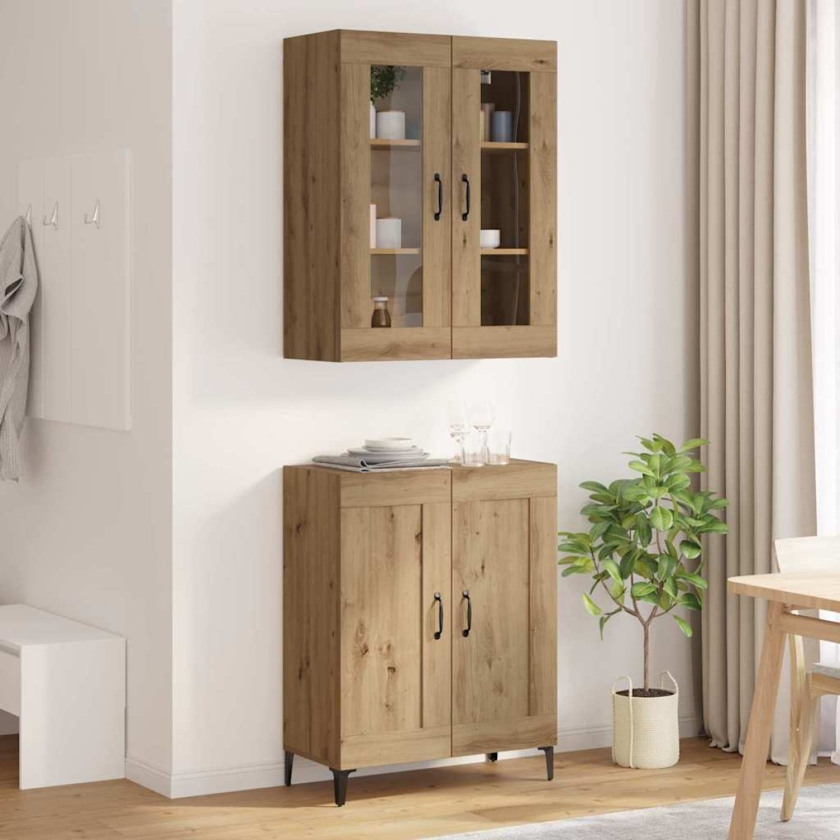 vidaXL Highboard Artisan Oak 69,5 x 34 x 180 εκ. Επεξεργασμένο Ξύλο