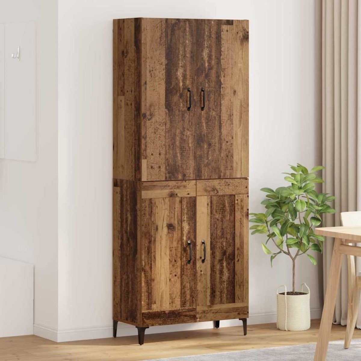 vidaXL Highboard Παλιό Ξύλο 69,5 x 34 x 180 εκ. Επεξεργασμένο Ξύλο
