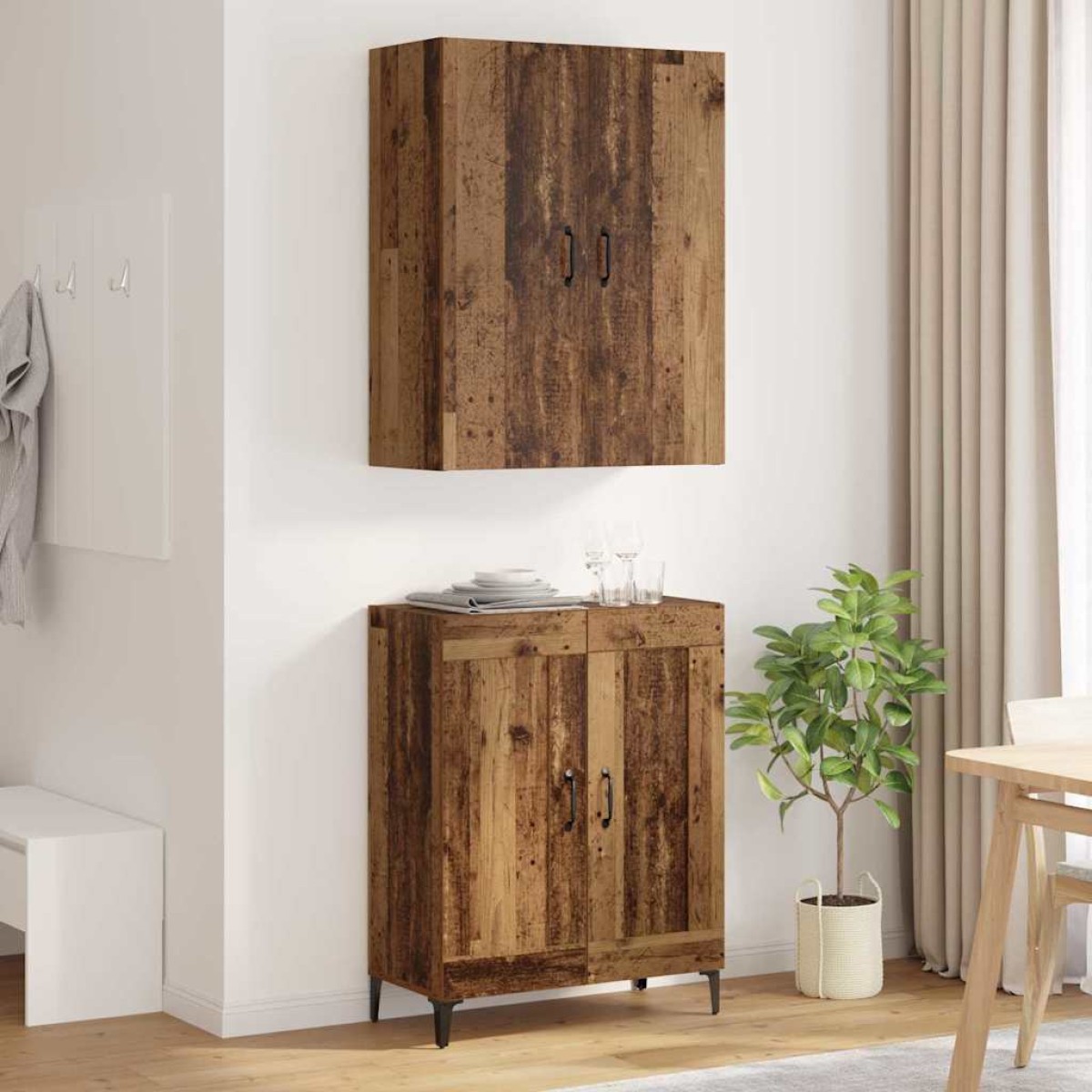 vidaXL Highboard Παλιό Ξύλο 69,5 x 34 x 180 εκ. Επεξεργασμένο Ξύλο