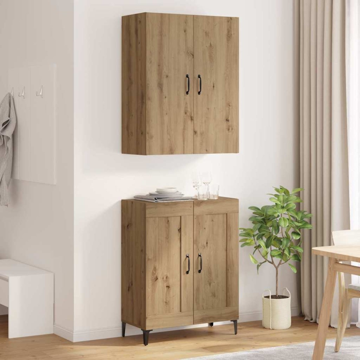 vidaXL Highboard Artisan Oak 69,5 x 34 x 180 εκ. Επεξεργασμένο Ξύλο
