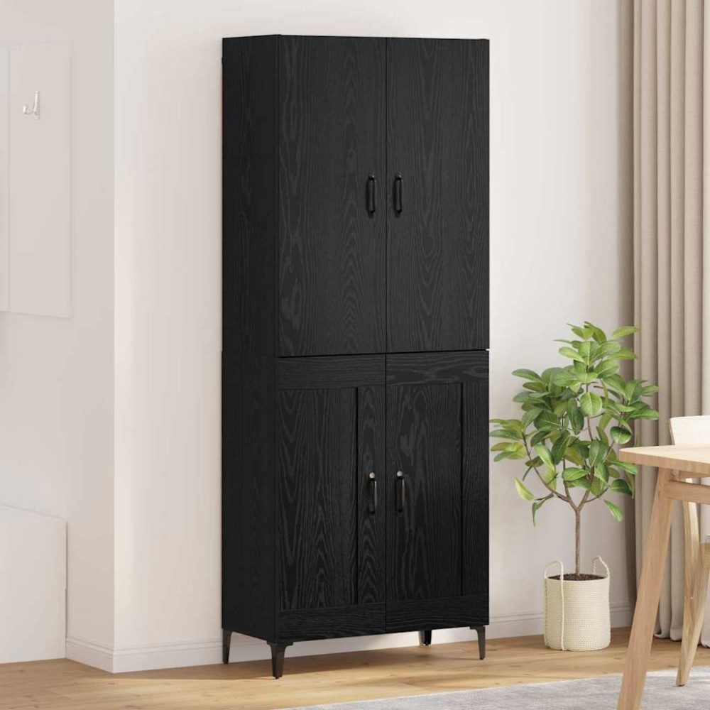 vidaXL Highboard Μαύρη Οξυά 69,5 x 34 x 180 εκ. Επεξεργασμένο Ξύλο
