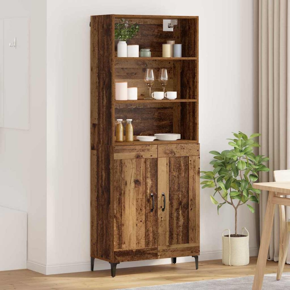 vidaXL Highboard 2 τμχ. Παλαιό ξύλο 69,5 x 34 x 180 εκ.