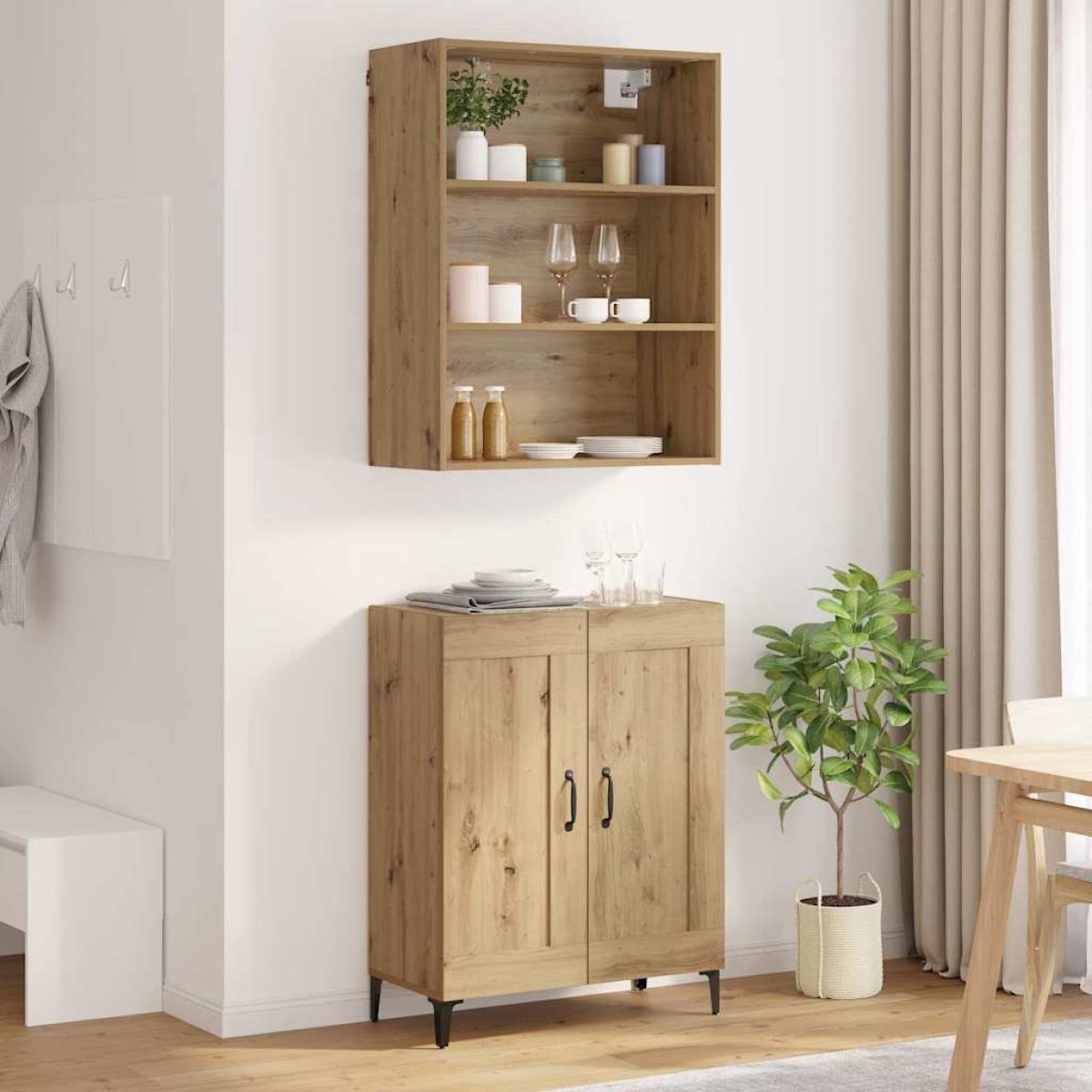 vidaXL Highboard 2 τμχ. artisan δρυς 69,5 x 34 x 180 εκ.