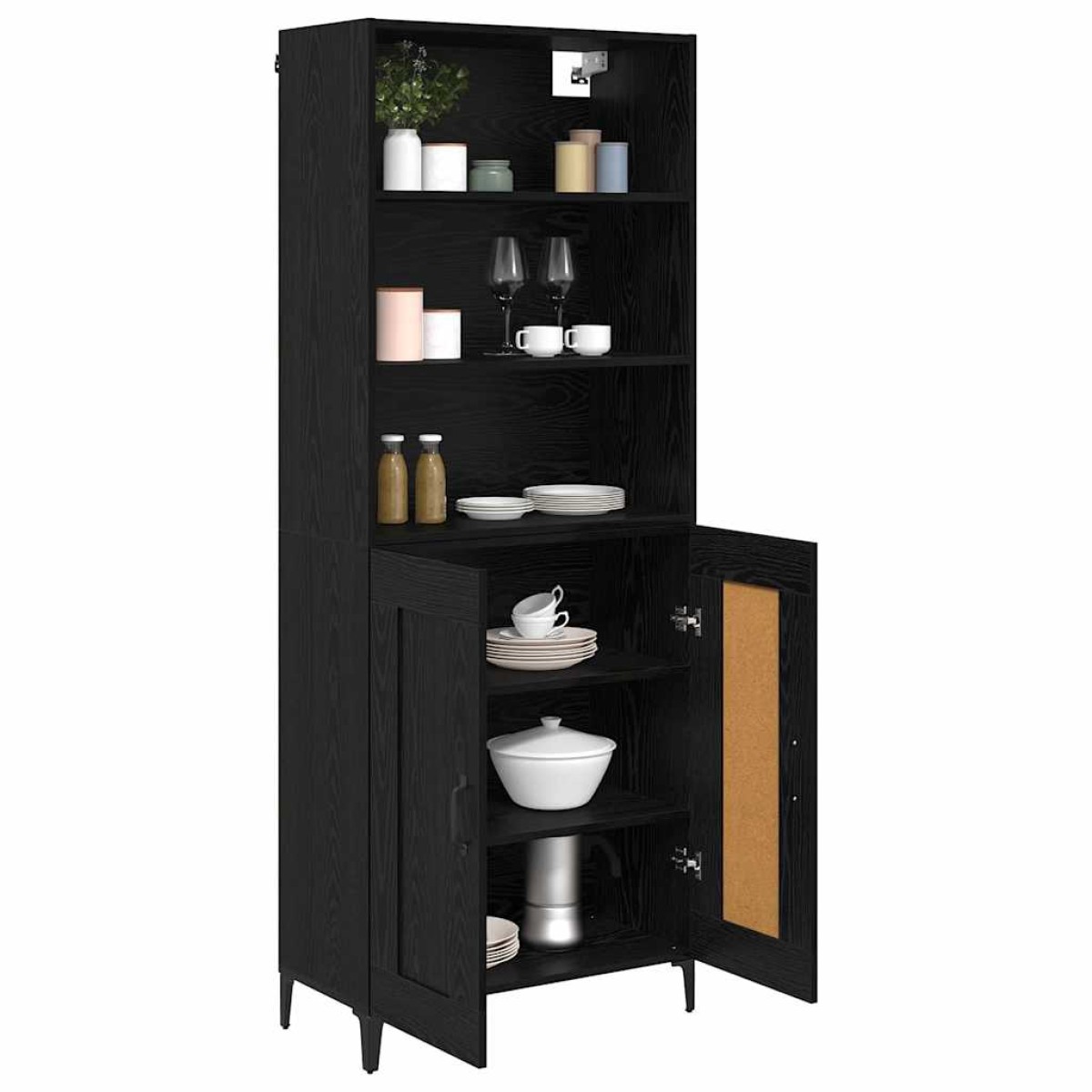 vidaXL Highboard 2 τμχ. Μαύρη δρυς 69,5 x 34 x 180 εκ.