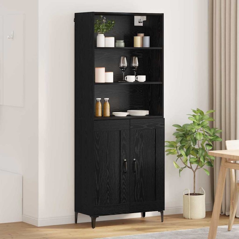 vidaXL Highboard 2 τμχ. Μαύρη δρυς 69,5 x 34 x 180 εκ.