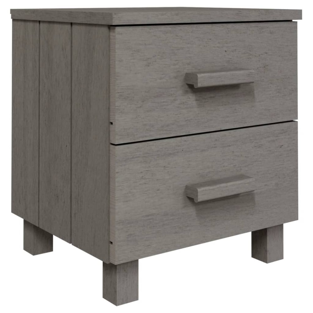 vidaXL Κομοδίνο HAMAR Ανοιχτό Γκρι 40 x 35 x 44,5εκ. Μασίφ Ξύλο Πεύκου