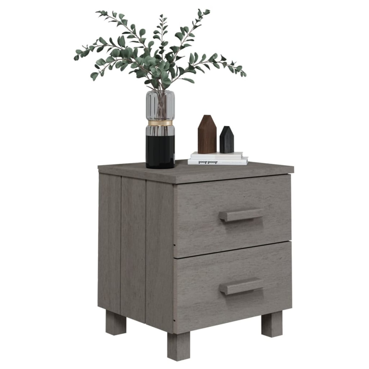 vidaXL Κομοδίνο HAMAR Ανοιχτό Γκρι 40 x 35 x 44,5εκ. Μασίφ Ξύλο Πεύκου