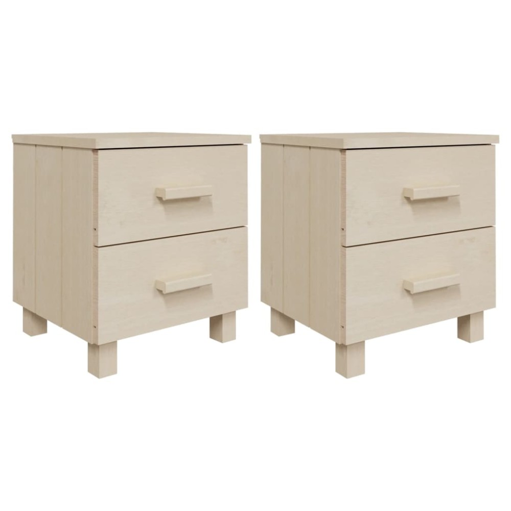 vidaXL Κομοδίνα HAMAR 2 Τεμ. Μελί 40x35x44,5 εκ. Μασίφ Ξύλο Πεύκου