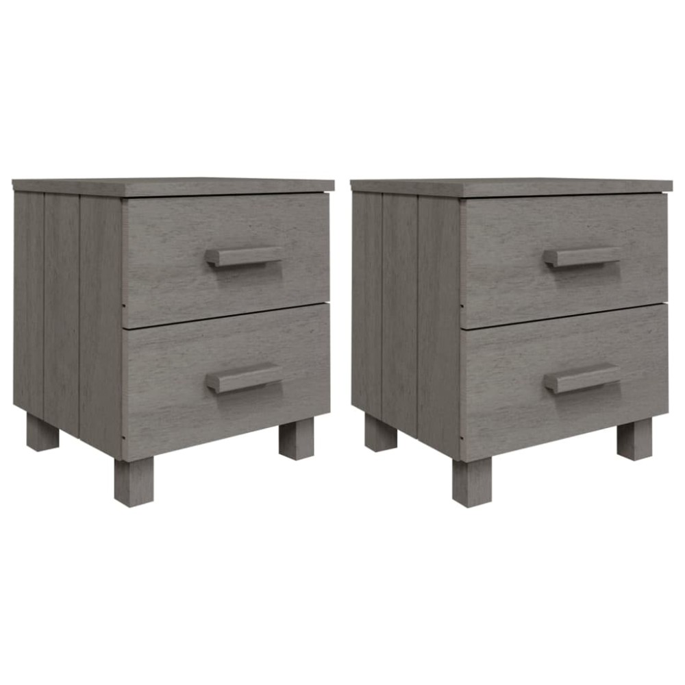 vidaXL Κομοδίνο HAMAR 2 Τεμ. Αν. Γκρι 40x35x44,5εκ. Μασίφ Ξύλο Πεύκου