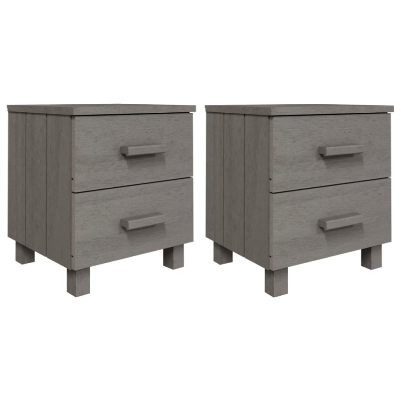 vidaXL Κομοδίνο HAMAR 2 Τεμ. Αν. Γκρι 40x35x44,5εκ. Μασίφ Ξύλο Πεύκου