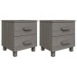 vidaXL Κομοδίνο HAMAR 2 Τεμ. Αν. Γκρι 40x35x44,5εκ. Μασίφ Ξύλο Πεύκου