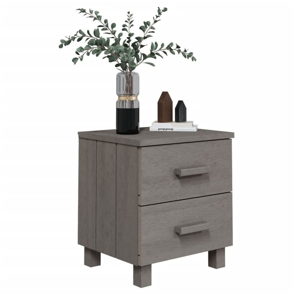 vidaXL Κομοδίνο HAMAR 2 Τεμ. Αν. Γκρι 40x35x44,5εκ. Μασίφ Ξύλο Πεύκου