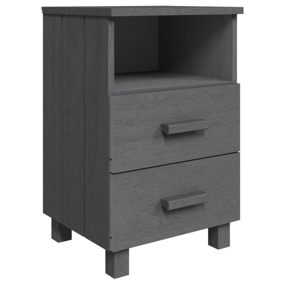 vidaXL Κομοδίνο HAMAR Γκρι 40x35x62 εκ. από Μασίφ Ξύλο Πεύκου