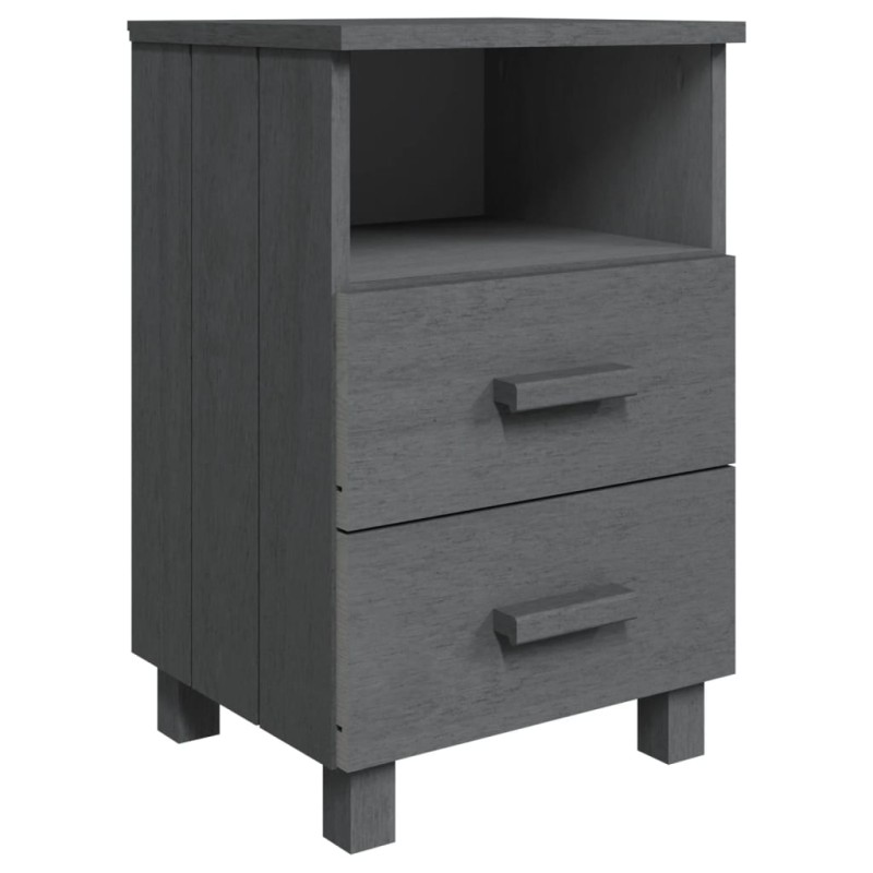 vidaXL Κομοδίνο HAMAR Γκρι 40x35x62 εκ. από Μασίφ Ξύλο Πεύκου