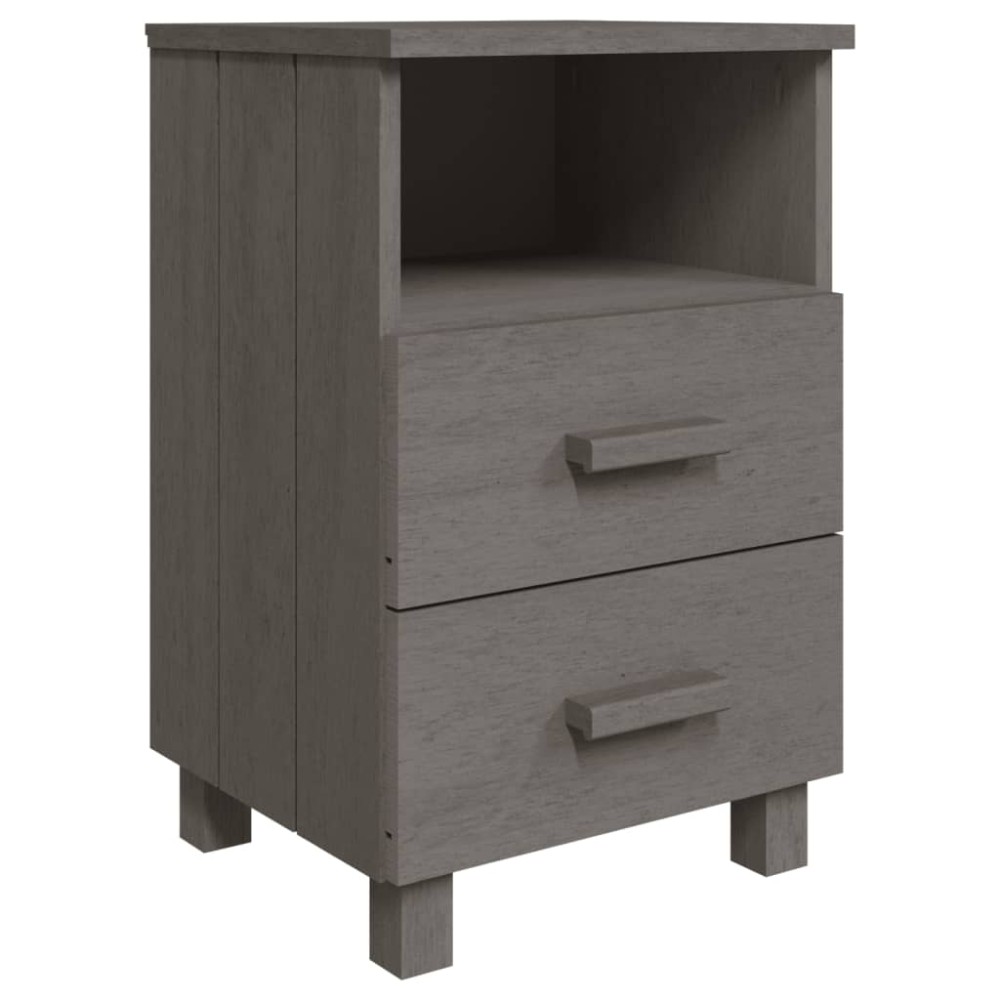 vidaXL Κομοδίνο HAMAR Ανοιχτό Γκρι 40 x 35 x 62 εκ. Μασίφ Ξύλο Πεύκου