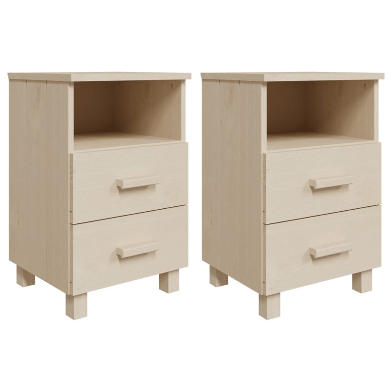 vidaXL Κομοδίνα HAMAR 2 Τεμ. Μελί 40 x 35 x 62 εκ. Μασίφ Ξύλο Πεύκου