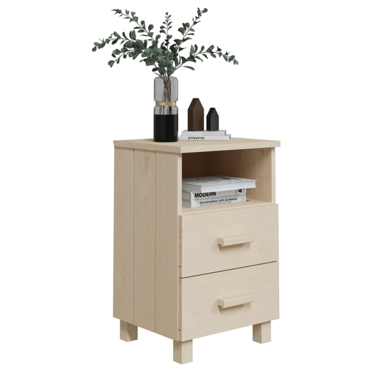 vidaXL Κομοδίνα HAMAR 2 Τεμ. Μελί 40 x 35 x 62 εκ. Μασίφ Ξύλο Πεύκου