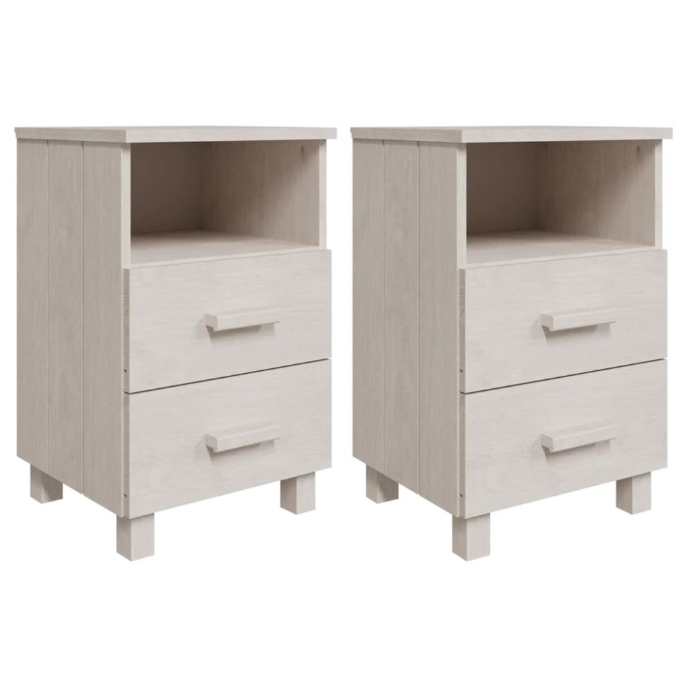 vidaXL Κομοδίνο HAMAR 2 Τεμ. Λευκά 40 x 35 x 62 εκ. Μασίφ Ξύλο Πεύκου