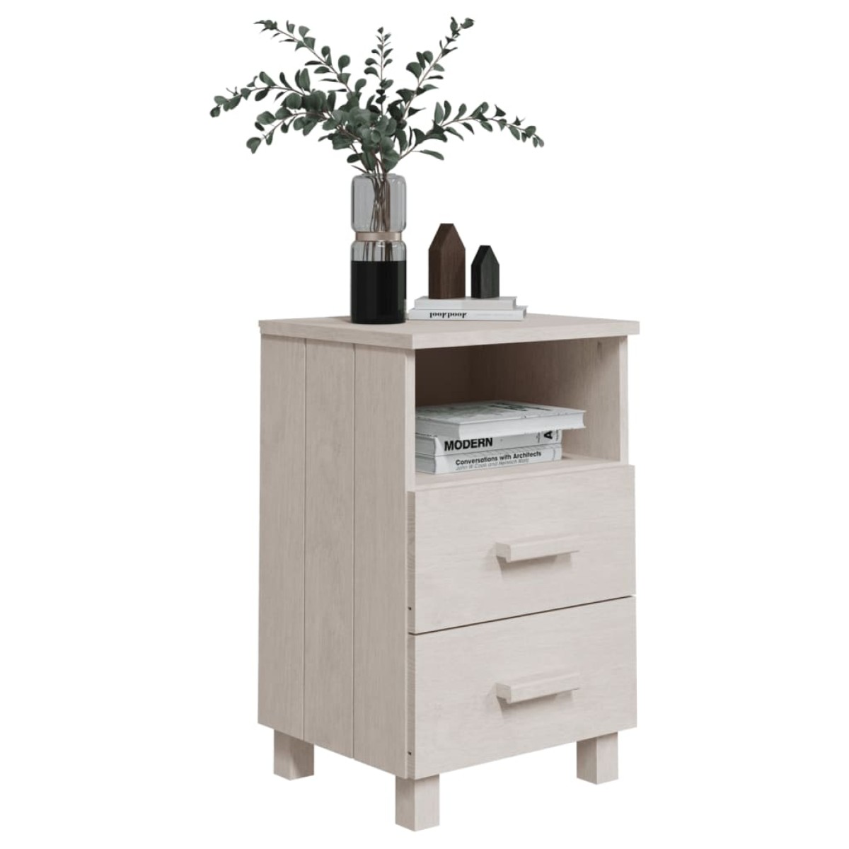 vidaXL Κομοδίνο HAMAR 2 Τεμ. Λευκά 40 x 35 x 62 εκ. Μασίφ Ξύλο Πεύκου