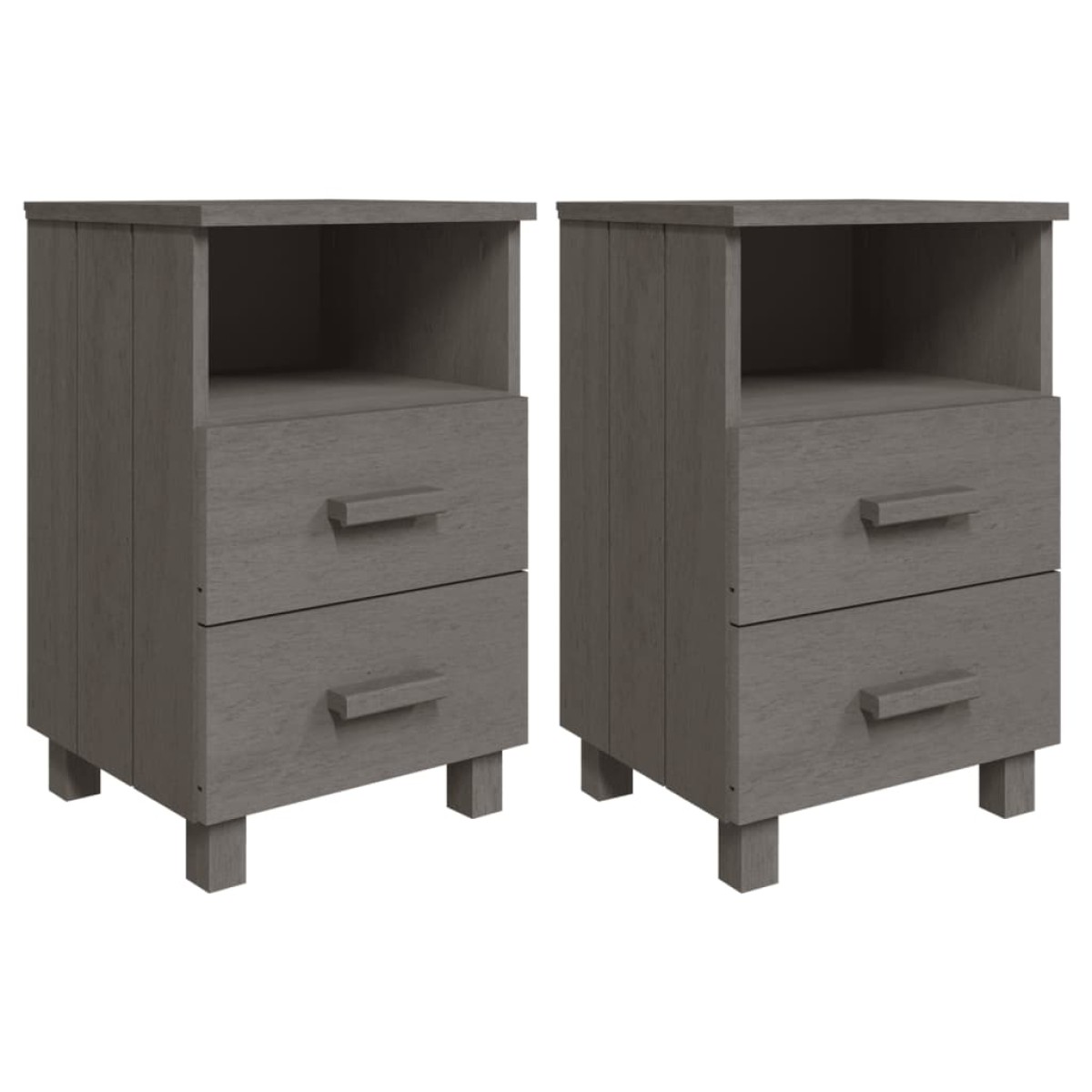 vidaXL Κομοδίνο HAMAR 2 Τεμ. Αν. Γκρι 40x35x62 εκ. Μασίφ Ξύλο Πεύκου