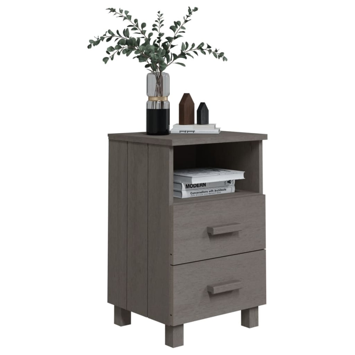 vidaXL Κομοδίνο HAMAR 2 Τεμ. Αν. Γκρι 40x35x62 εκ. Μασίφ Ξύλο Πεύκου