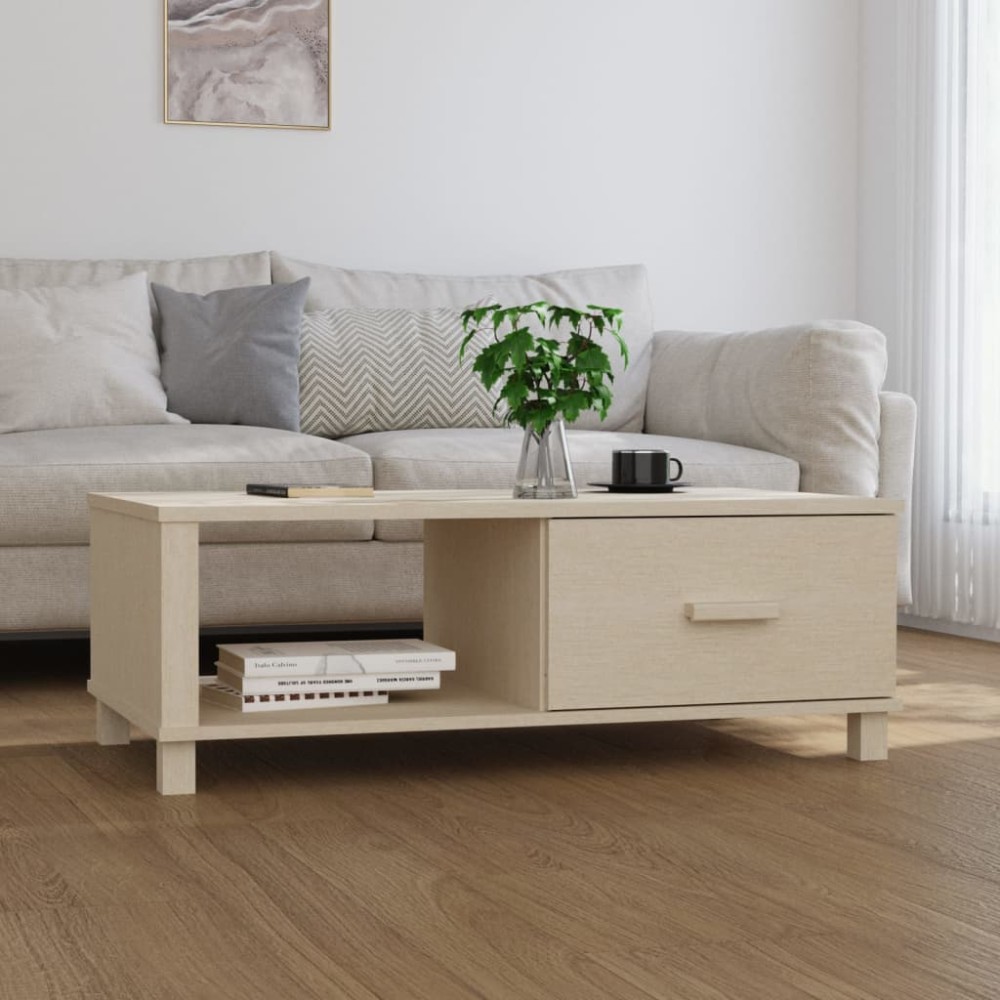 vidaXL Τραπεζάκι Σαλονιού HAMAR Μελί 100x55x35 εκ. Μασίφ Ξύλο Πεύκου