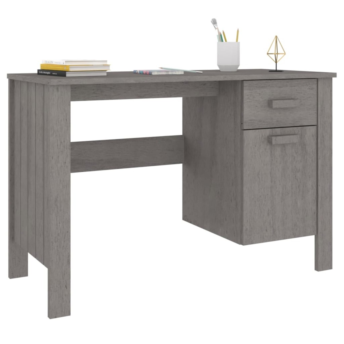 vidaXL Γραφείο HAMAR Αν. Γκρι 113 x 50 x 75 εκ. από Μασίφ Ξύλο Πεύκου