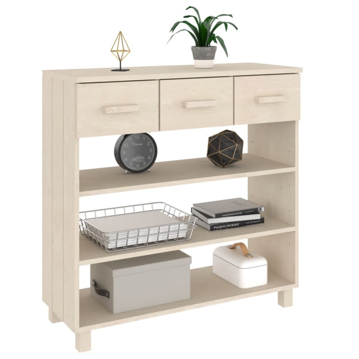 vidaXL Τραπέζι Κονσόλα HAMAR Μελί 90x35x90 εκ. Μασίφ Ξύλο Πεύκου