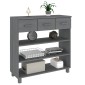 vidaXL Τραπέζι Κονσόλα HAMAR Σκ. Γκρι 90x35x90 εκ. Μασίφ Ξύλο Πεύκου
