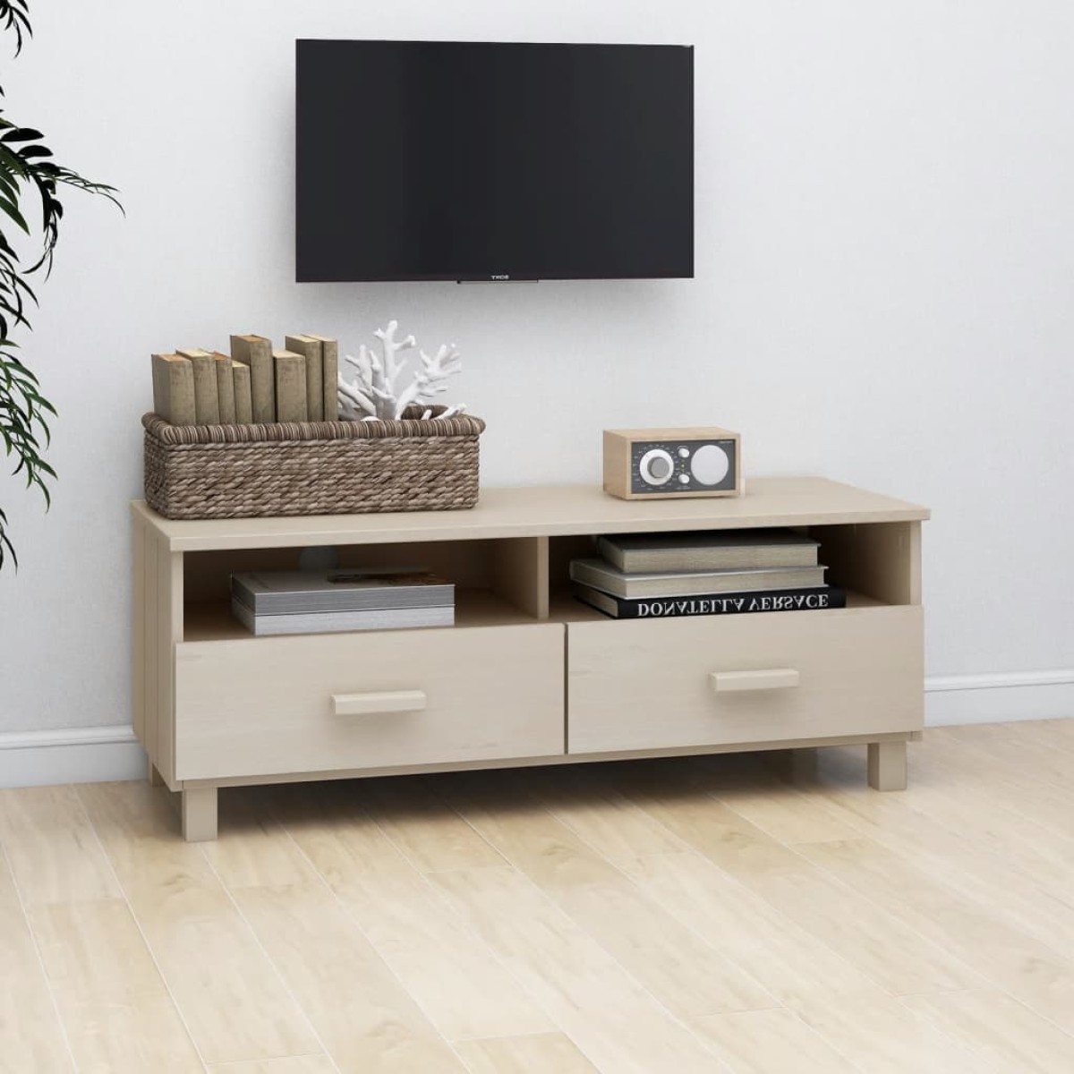 vidaXL Έπιπλο Τηλεόρασης HAMAR Μελί 106 x 40 x 40 εκ Μασίφ Ξύλο Πεύκου