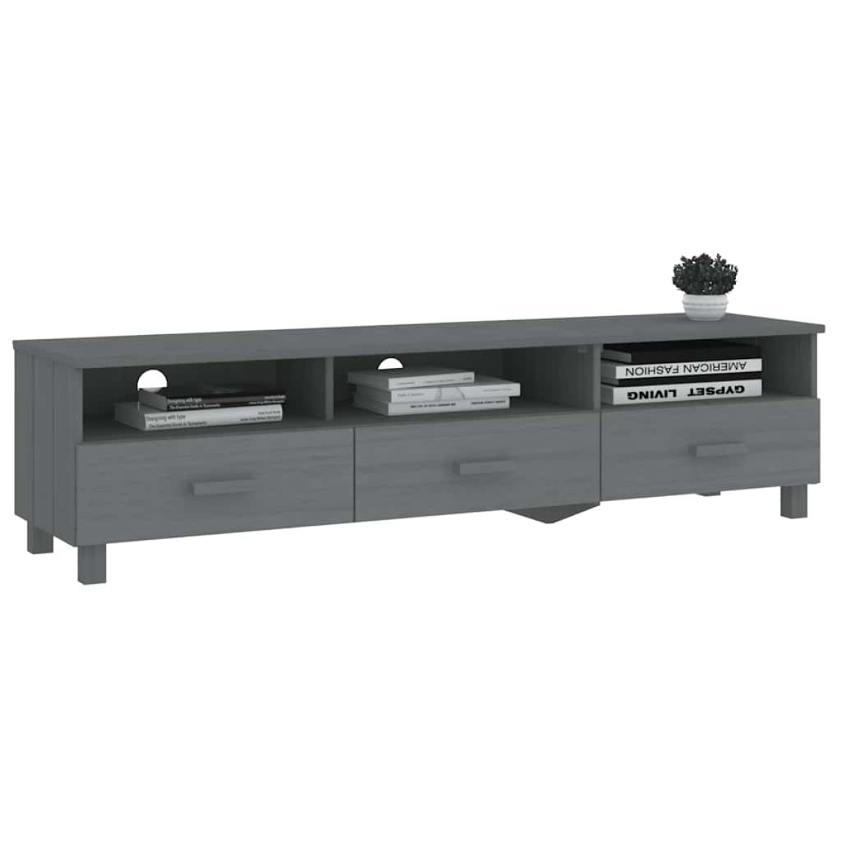 vidaXL Έπιπλο Τηλεόρασης HAMAR Σκ. Γκρι 158x40x40εκ. Μασίφ Ξύλο Πεύκου