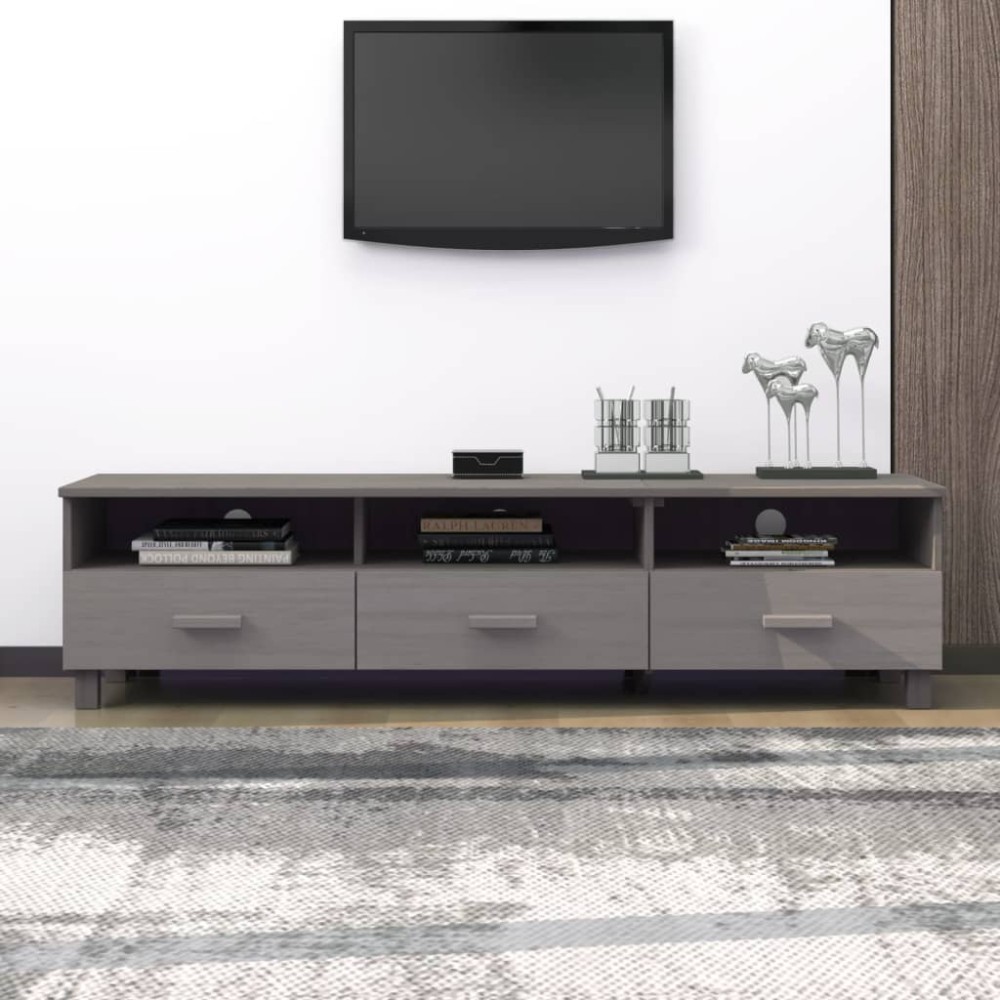 vidaXL Έπιπλο Τηλεόρασης HAMAR Αν. Γκρι 158x40x40εκ. Μασίφ Ξύλο Πεύκου