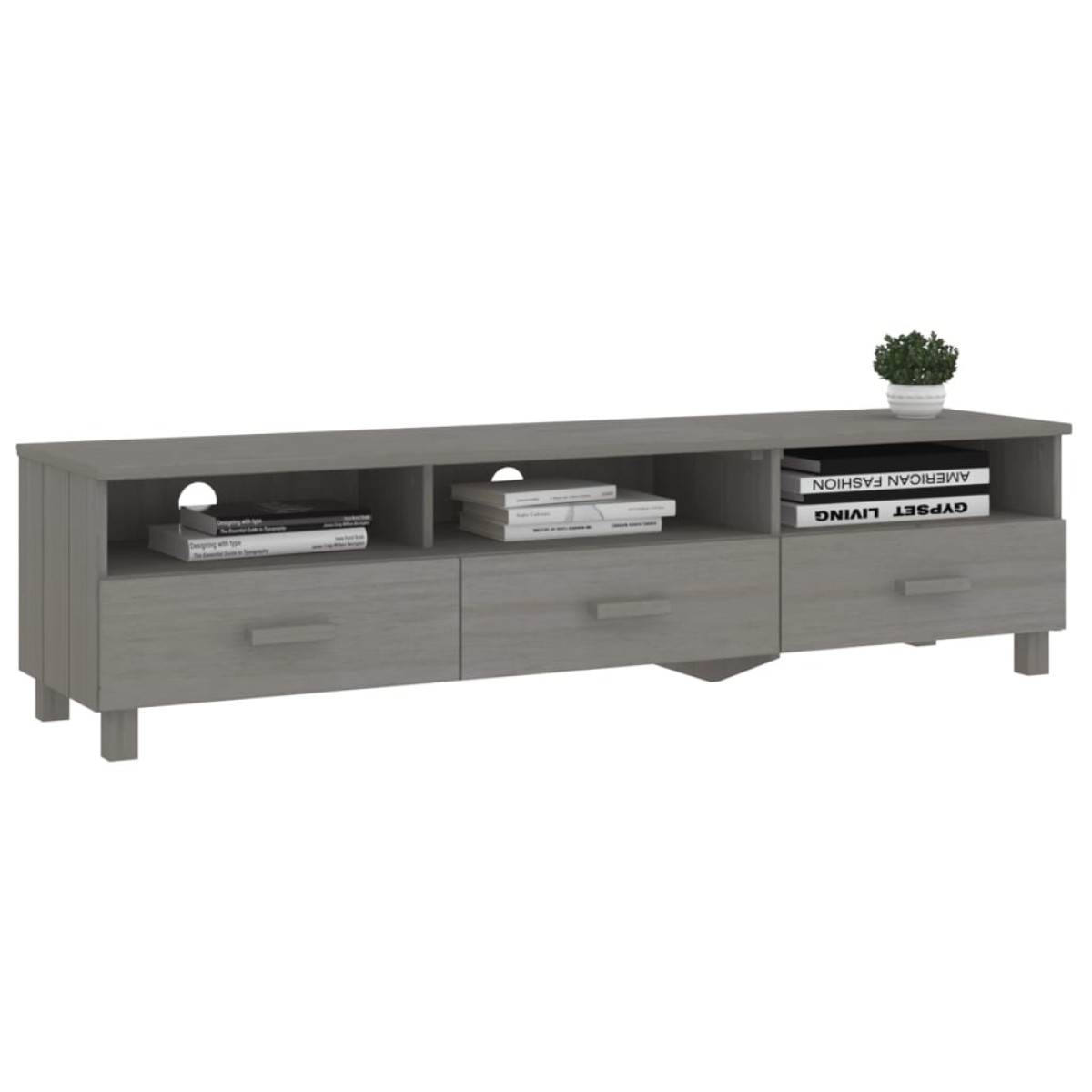 vidaXL Έπιπλο Τηλεόρασης HAMAR Αν. Γκρι 158x40x40εκ. Μασίφ Ξύλο Πεύκου