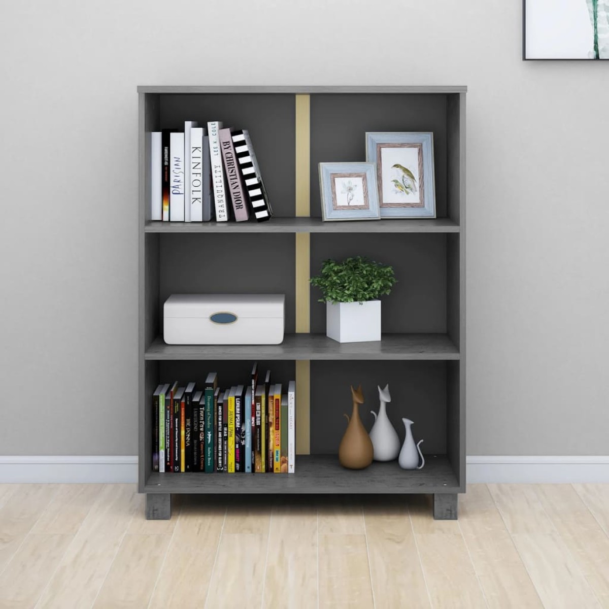 vidaXL Βιβλιοθήκη HAMAR Σκ. Γκρι 85 x 35 x 112 εκ. Μασίφ Ξύλο Πεύκου