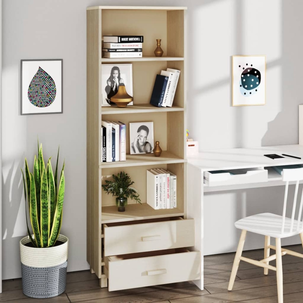 vidaXL Ραφιέρα HAMAR Καφέ Μελί 60 x 35 x 180 εκ. Μασίφ Ξύλο Πεύκου